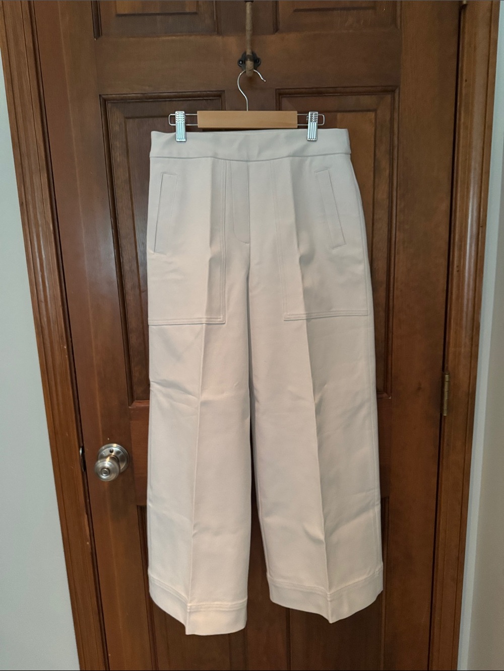SPANX Wide-Leg Crop Pants in Light Tan